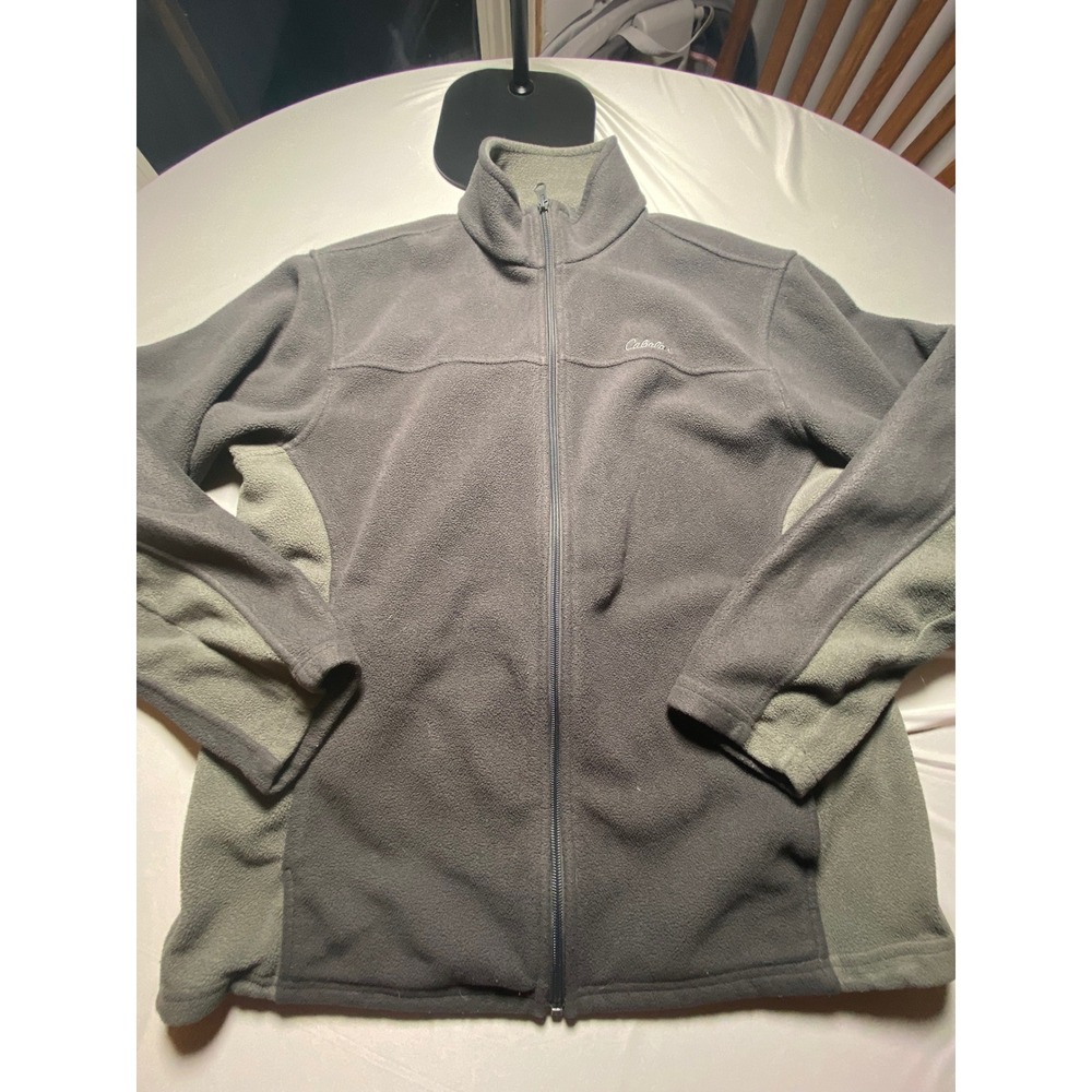 Cabelas Mens Full Zip Fleece Jacket Charcoal Gray Olive Green ABF20-660 M